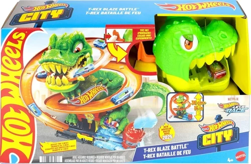 הוט ווילס מארז מסלול טי רקס נגד תחנת כיבוי אש - Hot Wheels.