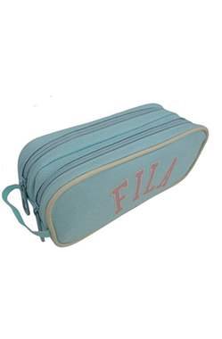 קלמר 2 תאים פילה FILA תכלת לוגו ורוד