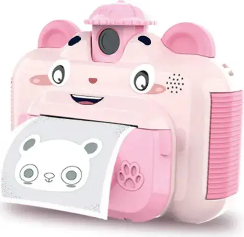 מצלמה דיגיטלית מדפיסה לילדים 32GB עם וידאו, תמונות, סלפי ו 3 גלגלי נייר - ורוד