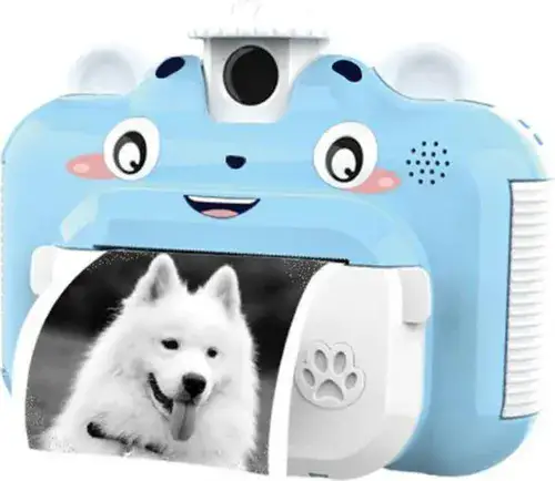 מצלמה דיגיטלית מדפיסה לילדים 32 GB עם וידאו, תמונות, סלפי ו 3 גלגלי נייר - תכלת