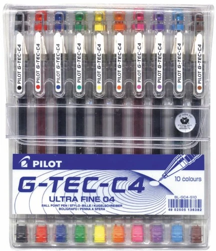 מארז 10 עטי פיילוט 0.4 מ''מ PILOT G-TEC-C4 - במגוון צבעים