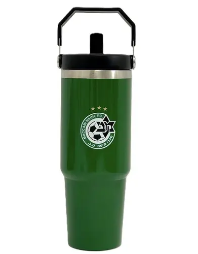 כוס מתכת עם קש 700 מ"ל מכבי חיפה