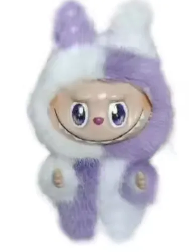 לבובו ענקי בובה איכותית גודל 40 ס"מ - Labubu תואם לבובו סגול לבן