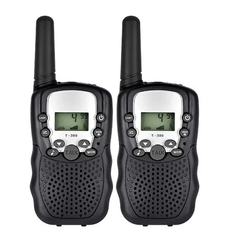 מכשירי קשר ווקי טוקי לילדים עד טווח של 3 ק"מ עם מסך LED ומצב חיסכון בסוללה - שחור