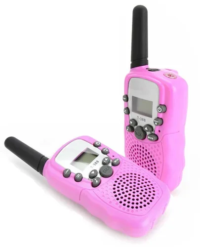 מכשירי קשר ווקי טוקי לילדים עד טווח של 3 ק"מ עם מסך LED ומצב חיסכון בסוללה - ורוד