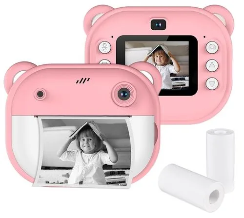 מצלמה דיגיטלית מדפיסה לילדים 4GB עם וידאו, תמונות, סלפי ו 3 גלילי נייר - ורוד