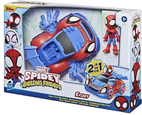 מכונית ספיידי משנה צורה עם דמות הסברו