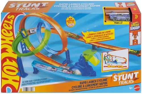 הוט ווילס מסלול פעלולים עם לופ התרסקות כפול כולל מכונית