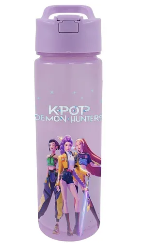 בקבוק שקוף עם לחצן קיי פופ 600מ"ל